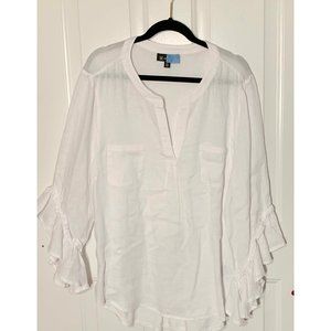 BOHO Sleeve Linen and Jersey Top 1X